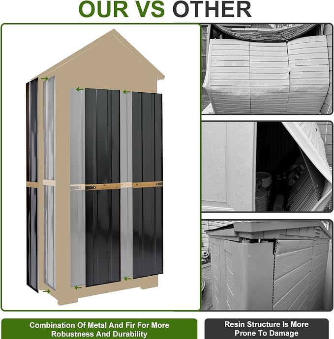 Wood & Metal Outdoor Storage Cabinet - Image 2