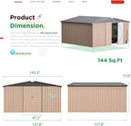 AECOJOY 12' x 12' Shed Metal, Outdoor Storage Sheds & Outdoor Storage 12' x 12' - Image 6