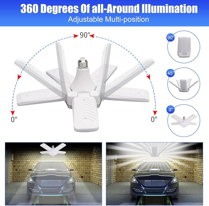 LED Garage Lights 2 Pack, 100W 10000LM 6500K E26/E27 Ceiling Light - Image 3