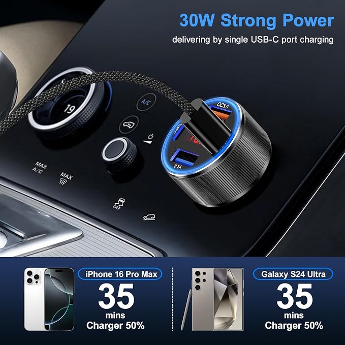 Car Phone Charger, Besgoods USB C Car Charger Adapter 4 Ports - Image 3