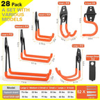 28 Pack Heavy Duty Garage Hooks, Utility Wall Mounted Storage System, - Image 3