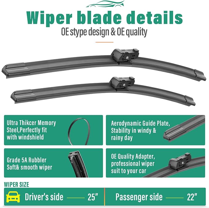 25" 22" 15" Windshield Wiper Blades Replacement - Image 3