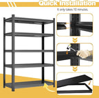 Garage Shelving Metal Storage Shelves 5-Tier Shelving Units Adjustable Storage - Image 3