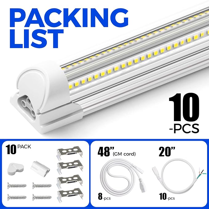 Barrina 8FT LED Shop Light, 100W 15000LM 6500K Super Bright White, Linkable T8 - Image 8