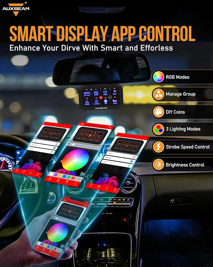 Auxbeam 8 Gang Switch Panel Bluetooth AR-800 RGB Switch Pod - Image 3