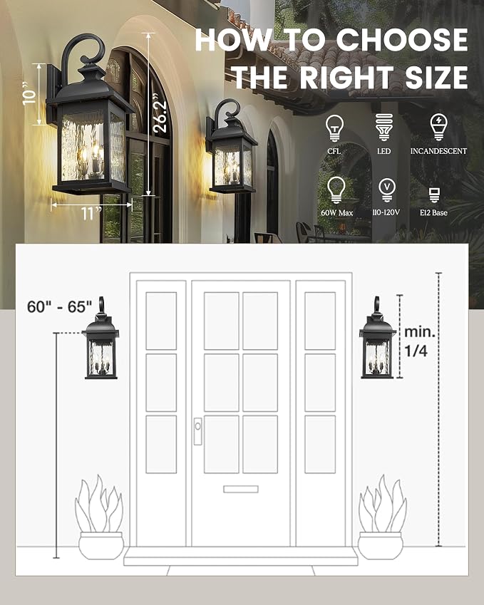 FEMILA 26" Outdoor Wall Light, Large Exterior Wall Lantern - Image 5