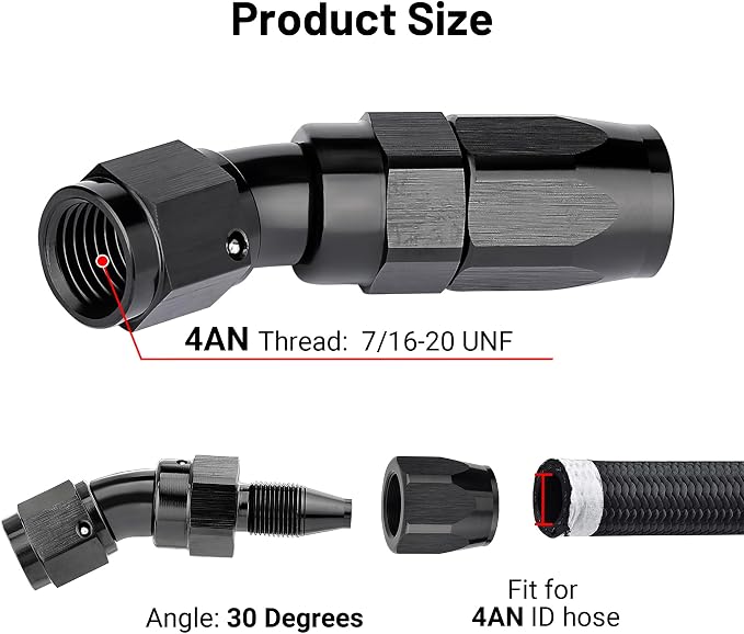 EVIL ENERGY 4AN 30 Degree One Piece Full Flow Hose End Fitting Swivel - Image 2