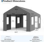 Carport, 13‘ x 20’ Heavy Duty Portable Garage All-Season Car Canopy w/Removable - Image 5