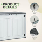 GOOBED 4.5x4ft Outdoor Horizontal Resin Storage Shed, 47 cuft Large Waterproof - Image 6