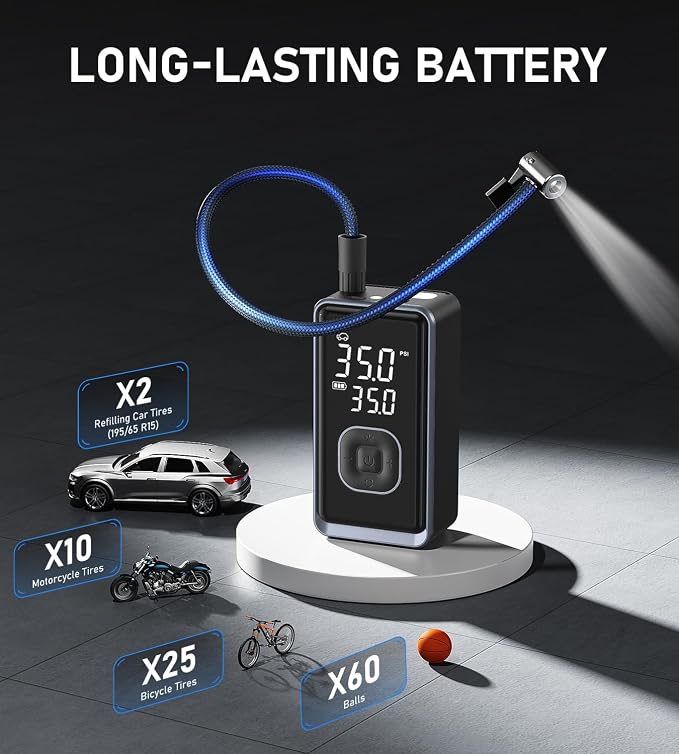 Tire Inflator Portable Air Compressor, 150PSI Cordless Mini Air Pump - Image 5