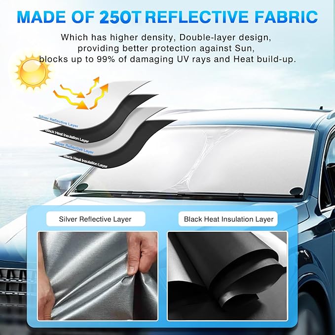 KUST Windshield Sun Shade for 2016-2024 2025 Tesla Model X Tesla X Accessories - Image 4