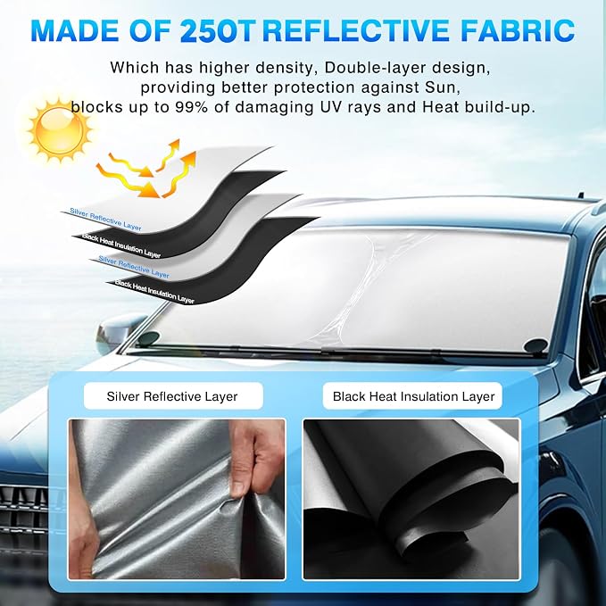 KUST Windshield Sun Shade for Honda HR-V 2016 2017 2018 2019 2020 2021 2022 HRV - Image 3