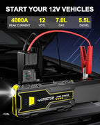 Car Jump Starter, 4000A Battery Jumper Starter Portable 12V, Car Battery Charger - Image 4
