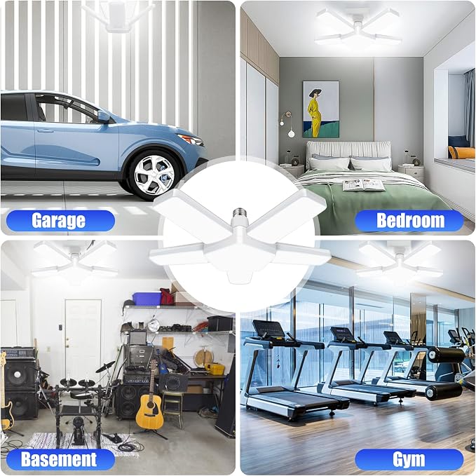 LED Garage Lights 2 Pack, 100W 10000LM 6500K E26/E27 Ceiling Light - Image 7