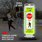 State Law Stop for Pedestrian Within Crosswalk MUTCD R1-6a Sign, Double Sided - Image 4