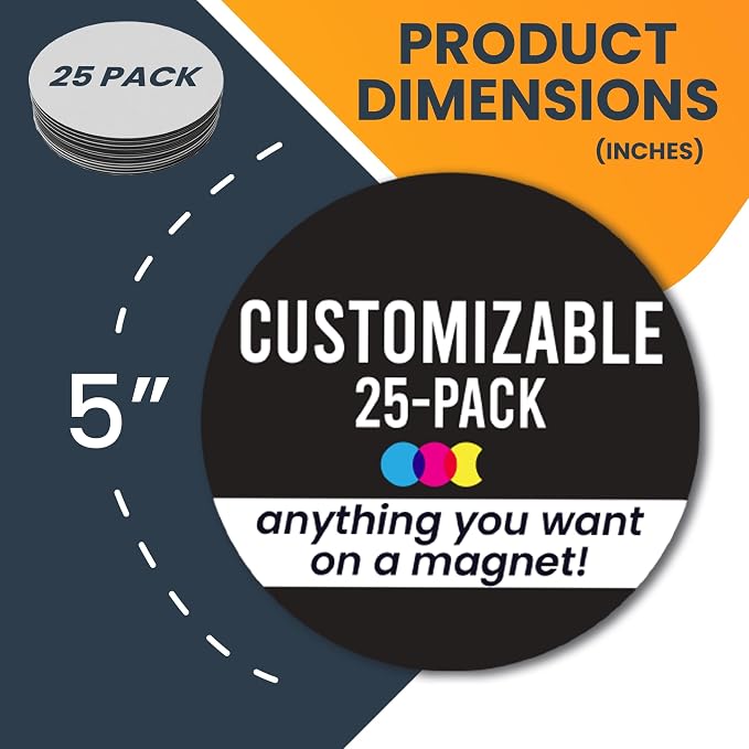 Magnet Me Up Customizable 30 Mil Round Magnet- 5”, 25 PK Weatherproof Car Magnet - Image 4