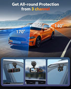 Dash Cam Front and Rear Inside, 1080P 3 Channel Dash Camera - Image 3