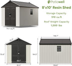 Patiowell 8x10 FT Plastic Shed Outdoor Storage Shed - Image 4