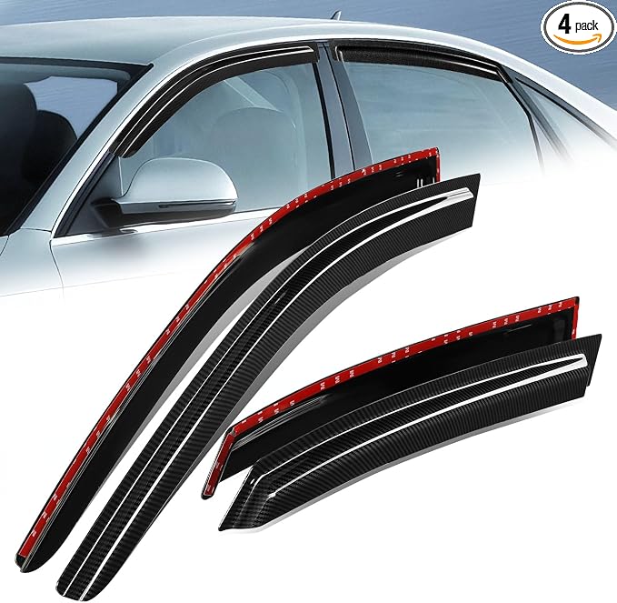 Auto Dynasty 4Pcs Carbon Fiber Pattern Window Visors Compatible by AutoDynasty