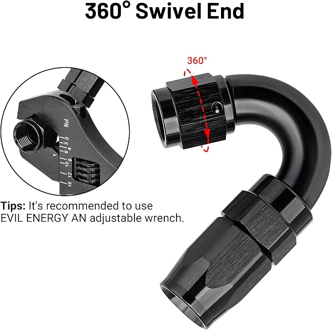 EVIL ENERGY 4AN 150 Degree One Piece Full Flow Hose End Fitting Swivel - Image 4