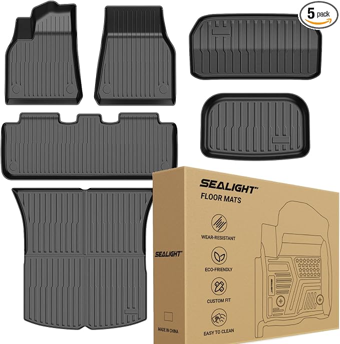 SEALIGHT Floor Mats for Tesla Model y 5-seat 2020-2024, Car Mats All Weather by SEALIGHT