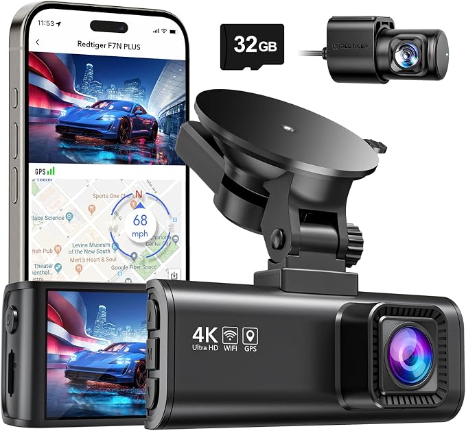 REDTIGER Dash Cam Front Rear, 4K/2.5K Full HD Dash Camera by REDTIGER