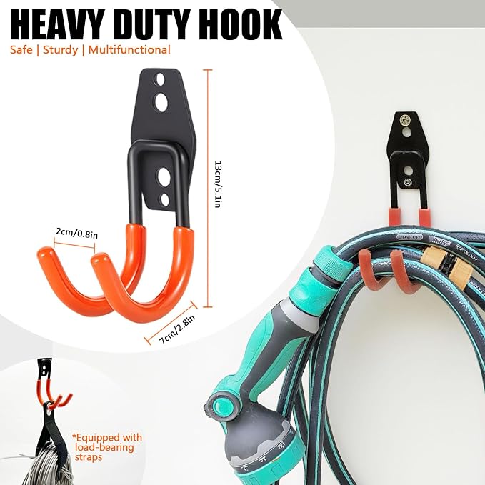 Heavy-Duty Garage Hooks -2 Pack Type U- Anti-Slip Coated Wall-Mounted Hooks - Image 2