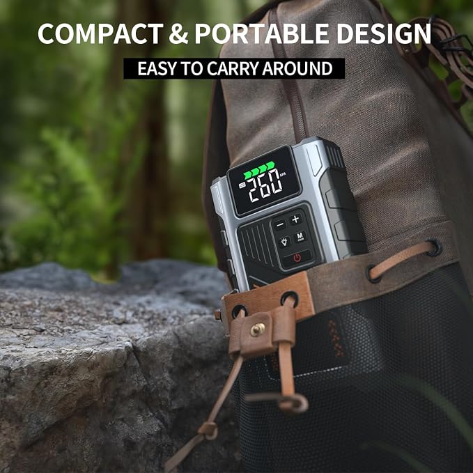 Portable Jump Starter with Air Compressor 4000A Peak with 150PSI Tire Inflator - Image 4