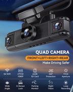4 Channel Dash Cam 360° View, Front and Rear Inside Left Right, 2K Dash Camera - Image 2
