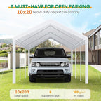 COBIZI Carports 10x20 Heavy Duty Car Tent Garage, Galvanized Frame Car Canopy - Image 2