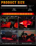 Qasim Car LED Strip Light 12V Red 12.5''/32CM - Image 2