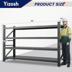 Yizosh 68" W Metal Garage Storage Shelves, Heavy Duty Adjustable Steel - Image 2