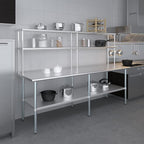 Amgood Stainless Steel Work Table Double Tier Overshelf | Metal Kitchen Prep - Image 8