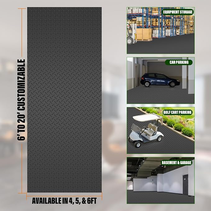 SEAL 6 x 8 Ft Premium Garage Floor Mat, Solid 2.8mm Thickened Black Commercial - Image 3