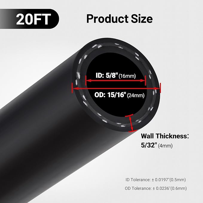 EVIL ENERGY 5/8" Heater Hose Coolant Radiator Straight 100PSI SAE 20R3 20FT - Image 3