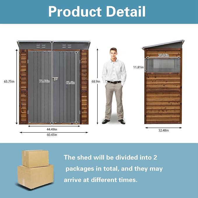 MyVoice 3x5 FT Wooden Outdoor Storage Shed - Image 2