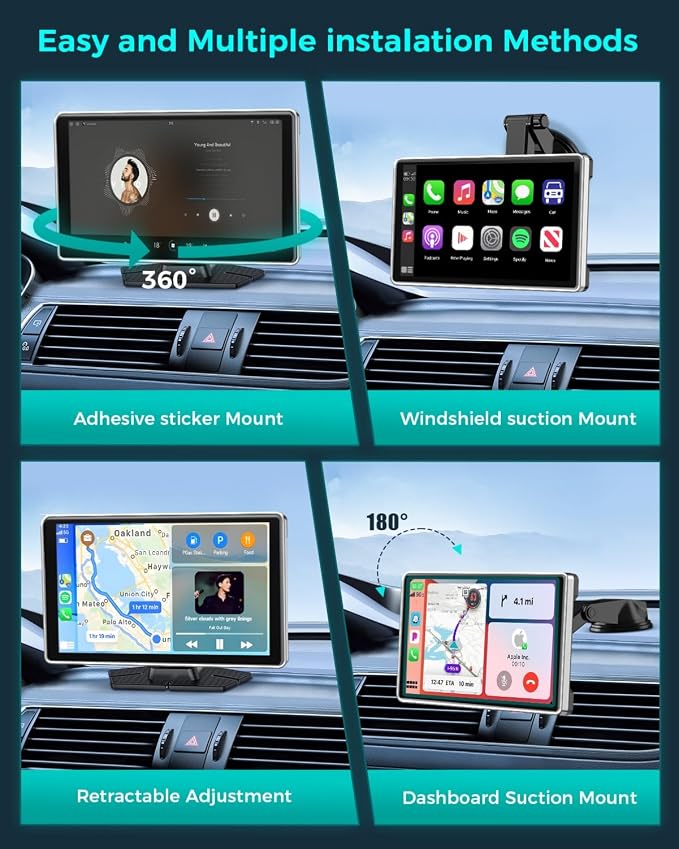 Wireless Carplay with 4K Dash Cam, Apple Carplay & Android Auto Car Satellite - Image 7