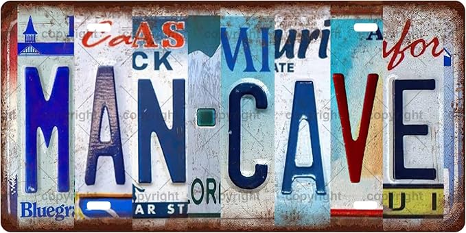 MAN CAVE Space Vintage Metal Tin Sign License Plate Bar Cafe Garage Cave Home by Unknown