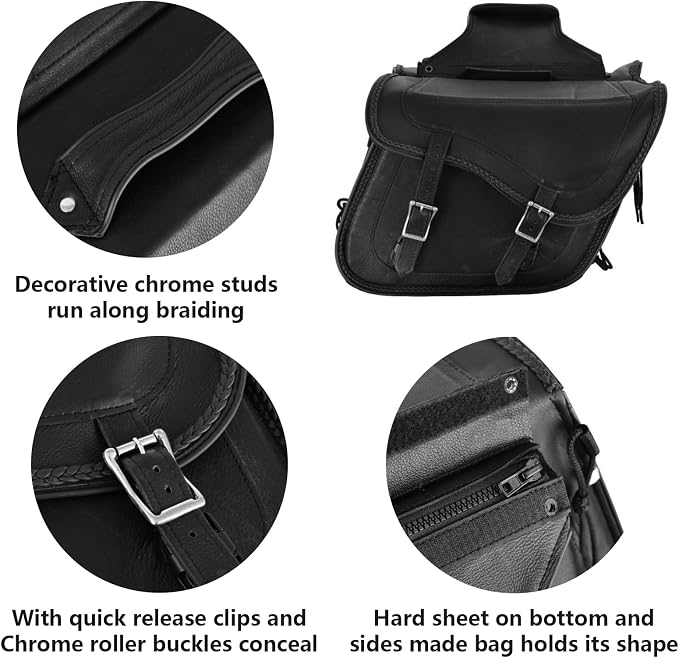 GARGOYLE BELLS Motorcycle Saddle Bags Leather Motorcycle Luggage Bag - Image 3