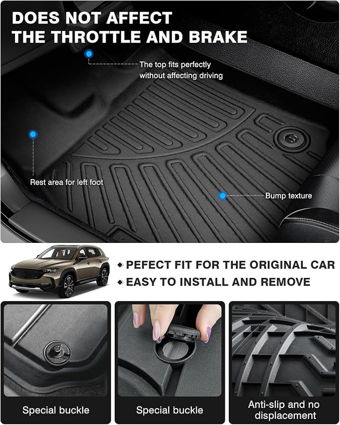 Powerty Floor Mats for 2023 2024 2025 Mazda CX50 CX-50 Accessories All Weather - Image 4