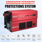 HITRENDS 600W Inverter for Car Power Inverters, 12V DC to 110V AC Converter - Image 6