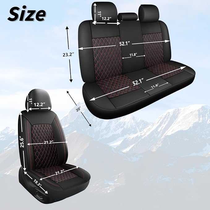 Car Seat Cover, Breathable and Waterproof Leather Seat Covers, Luxury PU - Image 6