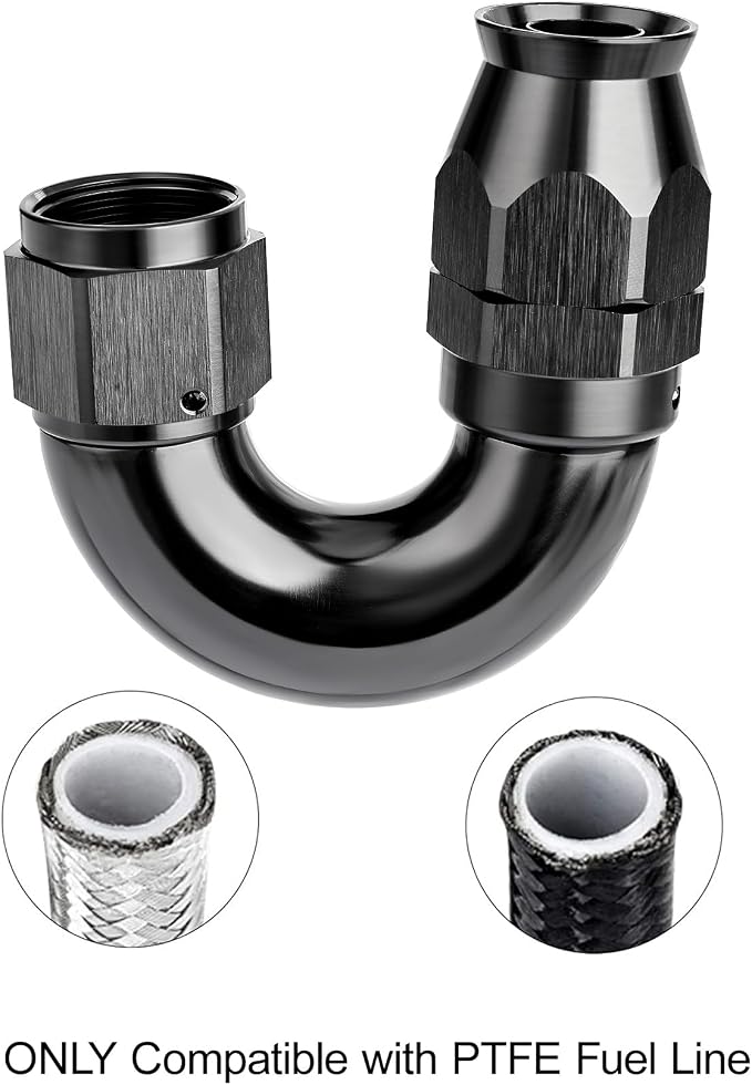 EVIL ENERGY 8AN 180 Degree PTFE One Piece Full Flow End Hose Fitting Aluminum - Image 5