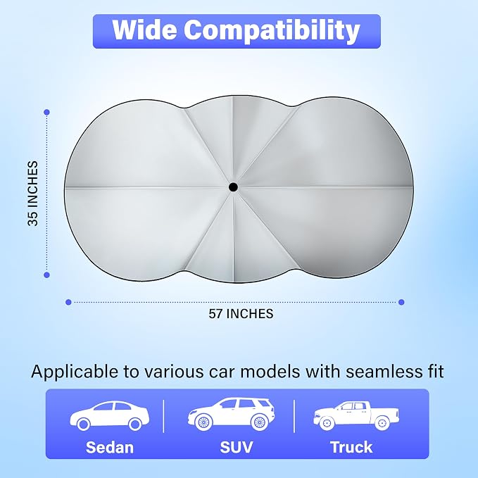 EcoNour Car Windshield Sunshade Umbrella | Foldable Car Umbrella Sun Shade - Image 3