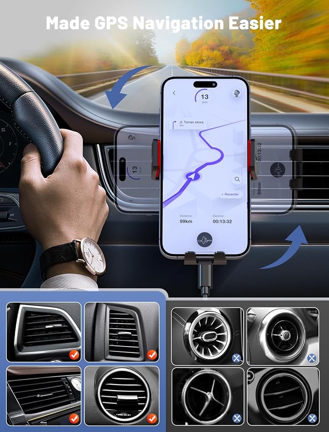 Wireless Car Charger, MOKPR Auto-Clamping Car Mount 15W/10W/7.5W Fast Charging - Image 3