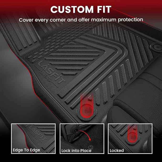 LASFIT Floor Mats for Rivian R1T 2024 2023 2022, All Weather Floor Liner TPE - Image 3