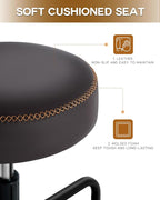 Shop Stool with Lockable Rubber Wheels Adjustable Backrest Tool Tray Storage - Image 4