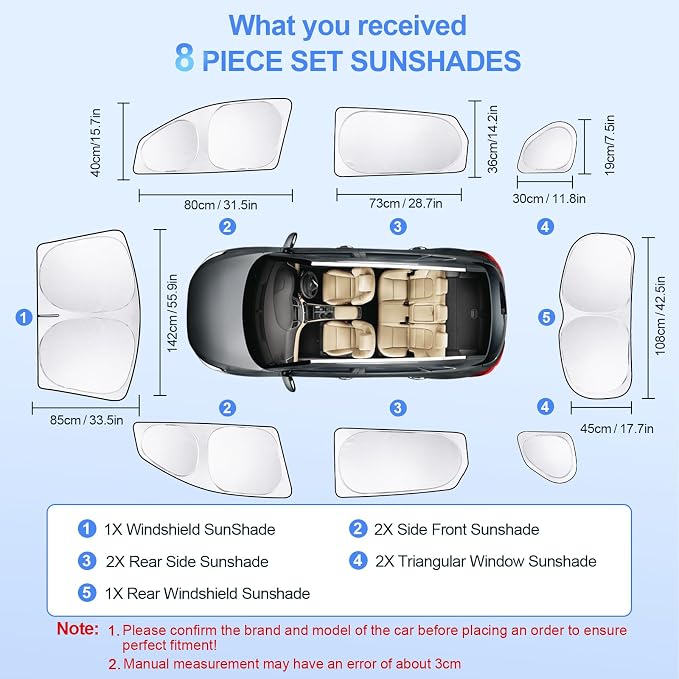 8pcs Car Window Shades for Hyundai Tucson 2016-2021 Accessories, Windshield - Image 7