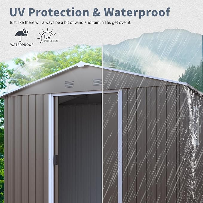 4x8 FT Outdoor Storage Shed, Metal Garden Shed - Image 2
