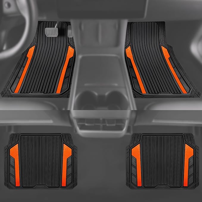 CAR PASS Heavy Duty Rubber Car Mats Metallic, Aluminum Film All Weather Floor - Image 5